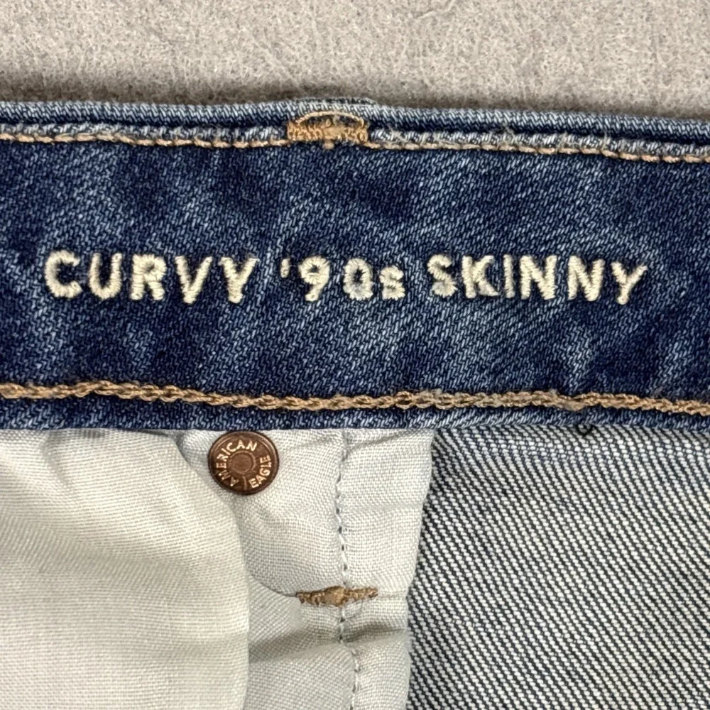 American Eagle Stretch Women Jean Curvy 90's Skinny Distressed Denim Sz 20L NWT
